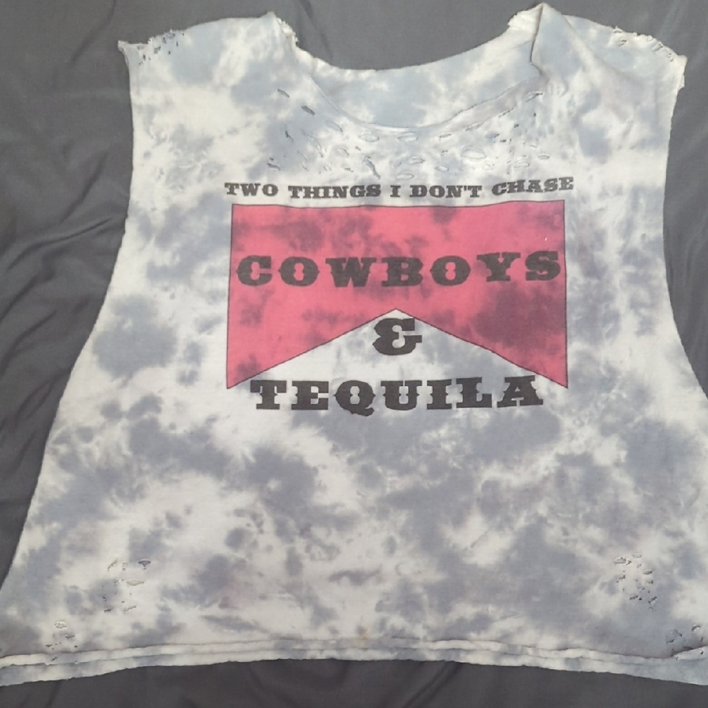 Cowboys & Tequila Distressed Tank Top